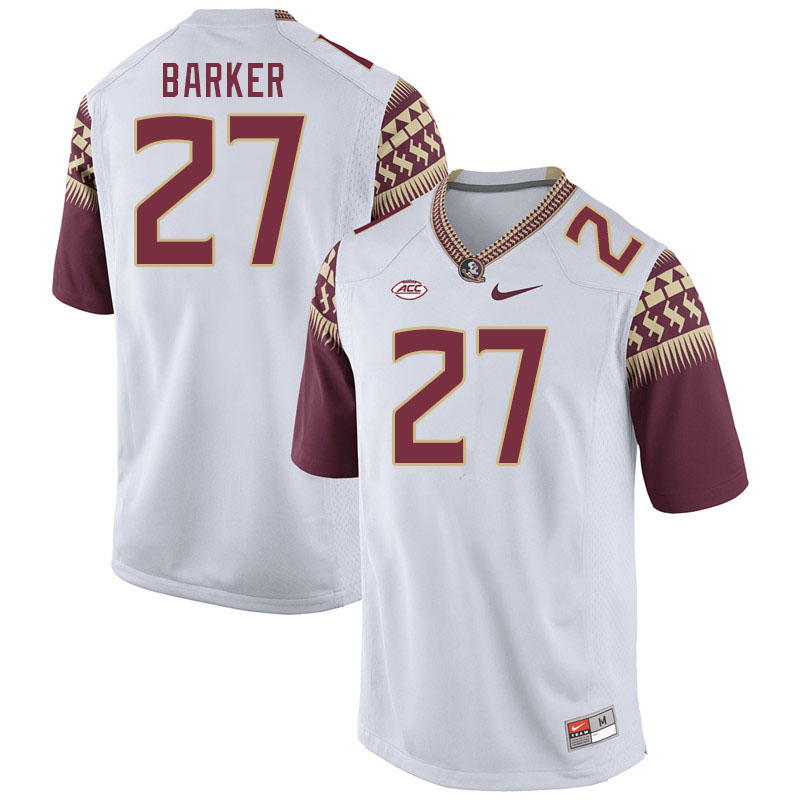 Men #27 Ashlynd Barker Florida State Seminoles College Football Jerseys Stitched Sale-White